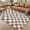 Washable Modern Checkered Area Rug | Stain Resistant Soft Geometric Throw Rug | Non-Slip Low Pile Accent Carpet for Living Room, Dining, Nursery - 3 of 4