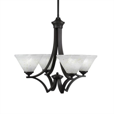 Toltec Lighting Zilo 4 - Light Chandelier in  Dark Granite with 7" Gold Ice Shade