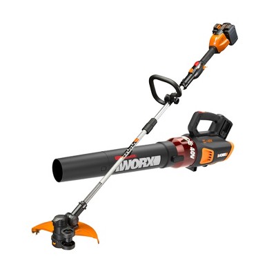 Worx WG927 POWER SHARE 40V Cordless 13in String Trimmer & 430CFM Leaf Blower Combo Kit (2 Tool) with 2, 2.5Ah Batteries & Charger