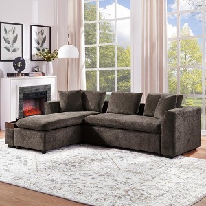 YOOCOZZ  93.7" L-Shaped Sectional Sofa with Wooden Storage Compartment - 1 of 4