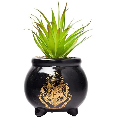 Silver Buffalo Harry Potter Hogwarts Cauldron Ceramic Planter w/ Artificial Plant