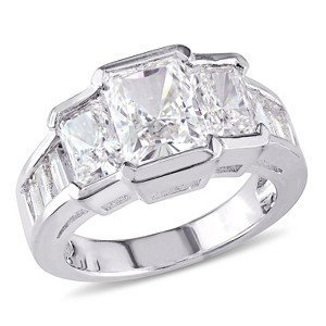 EVERLY JEWELRY | Sterling Silver W/ 6x4-8x6mm Emerald Cut Crystal & 4x2mm Baguette Shape Crystal 3.65 CT - 1 of 4