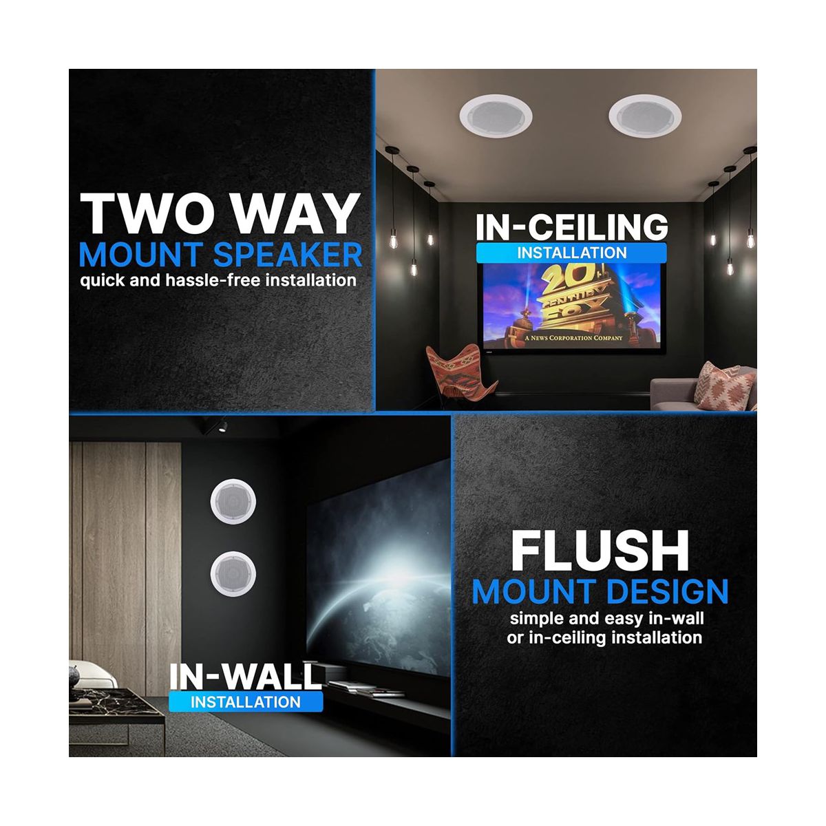 Pyle 5.25" In-Wall/Ceiling Speakers with 70V Transformer - 2-Way, 300W - PDIC53T - thumbnail 7
