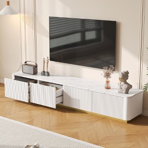 KTMBDW Fluted TV Stand for 85" TV, Mid-Century Modern 78.7" Entertainment Center with 4 Drawers, Cruved TV Media Console Table for Living Room - 1 of 4