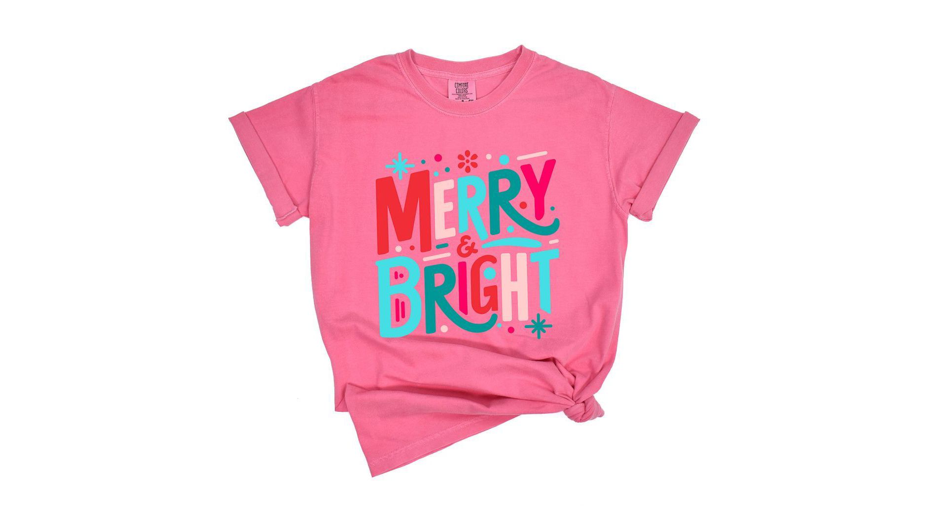 Simply Sage Market Women's Merry and Bright Abstract Short Sleeve Garment Dyed Tee - XL - Crunchberry