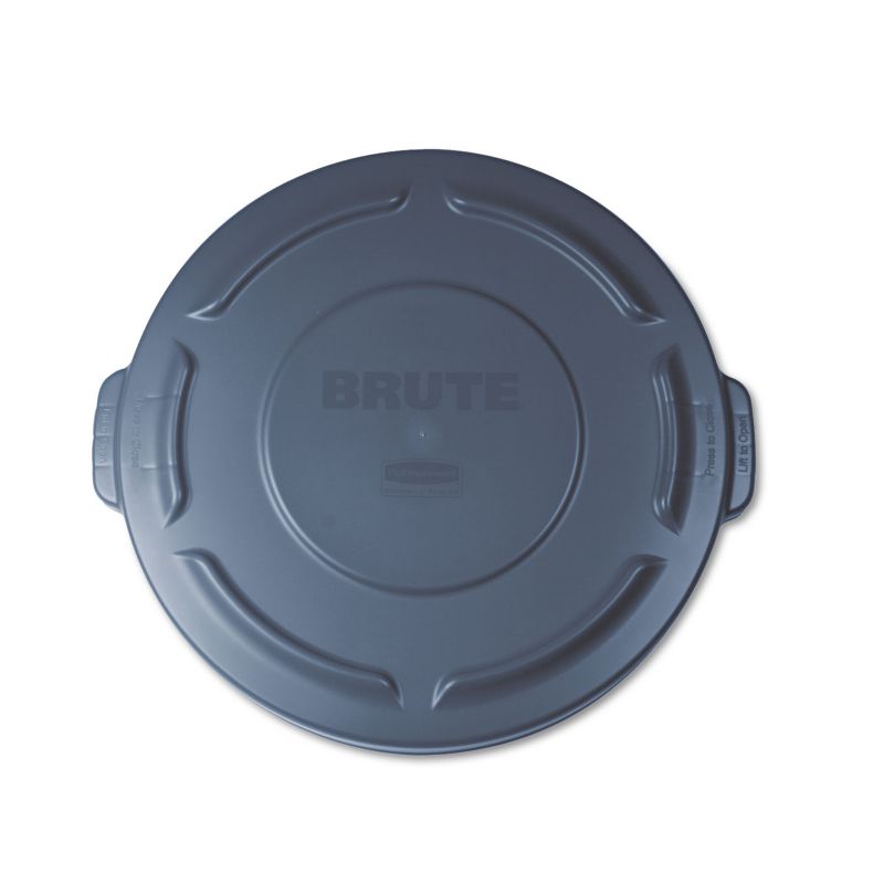 Rubbermaid Commercial Flat Top Lid for 20-Gallon Round Brute Containers 19 7/8" dia. Gray 261960GRA, 1 of 2