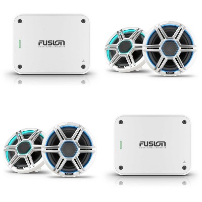 Garmin Fusion 2 Pairs Apollo AP-FL77SPW 7.7" LED Marine Speakers Sport Grills, White, Pair with Fusion MS-AP41200 150w per channel RMS @4ohm Apollo...