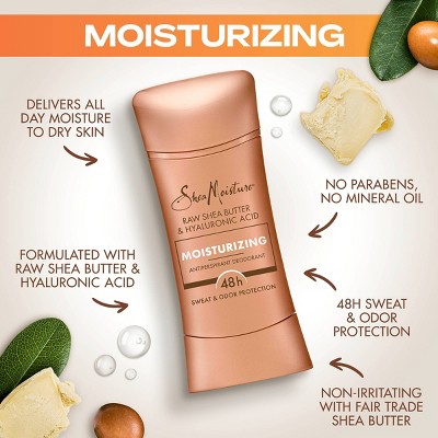 SheaMoisture Moisturizing Antiperspirant Deodorant Stick with Raw Shea Butter &#38; Hyaluronic Acid - 2.6oz