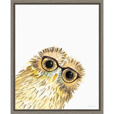 Playful Owl with Glasses Light Brown Canvas Print 16 x 20 inches