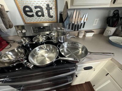 12pc Nonstick Stainless Steel Cookware Set With 6pc Pan Protectors Silver -  Figmint™ : Target