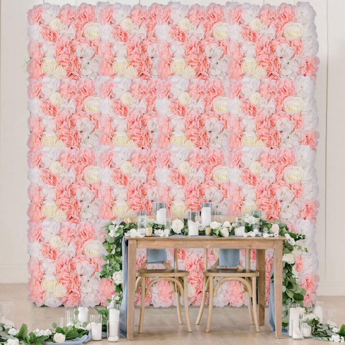 Elegant 3D Silk Artificial Rose Flower Wall Panels – Luxury Floral Backdrop for Wedding, Party, Photo Booth, Home Decor – Easy Assembly, 12-Pack - thumbnail 5