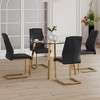 5-Piece Dining Set with Tempered Glass Round Table and 4 PU Armless Chairs - 3 of 4