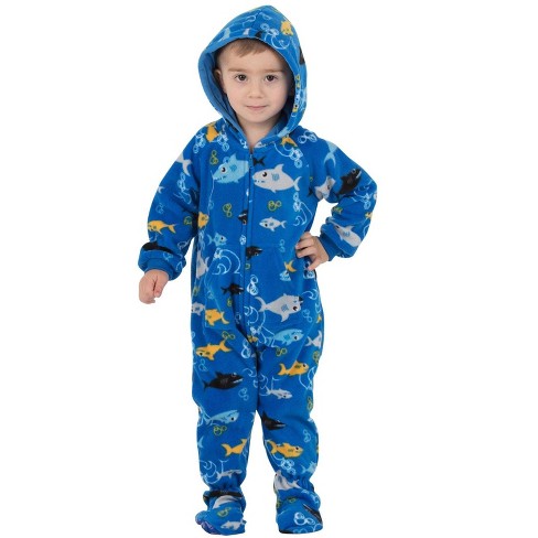 Footed Pajamas - Shark Frenzy Infant Hoodie Fleece Onesie : Target