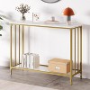 Console Table, Sofa Tables Narrow Entryway Table with Glass Shelf and Metal Frame - 3 of 4