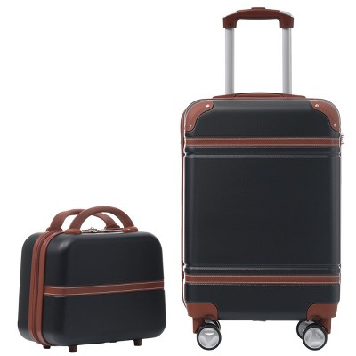20 Inch Hard Shell Luggage Vintage Suitcase with Cosmetic Case,Checked Luggage Expandable Lightweight Spinner Suitcase With TSA Lock-Cuddlewood