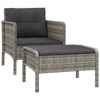 vidaXL 2 Piece Patio Lounge Set with Cushions Gray Poly Rattan - 2 of 4