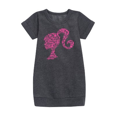 - Barbie - Individual Classic Icons Create Silhouette Graphic Short Sleeve Fleece Dress