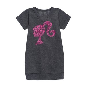 - Barbie - Individual Classic Icons Create Silhouette Graphic Short Sleeve Fleece Dress - 1 of 2