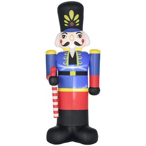 HOMCOM 8ft Christmas Inflatable Nutcracker Toy Soldier with Scepter, Outdoor Blow-Up Yard Decoration with LED Lights Display - 1 of 4