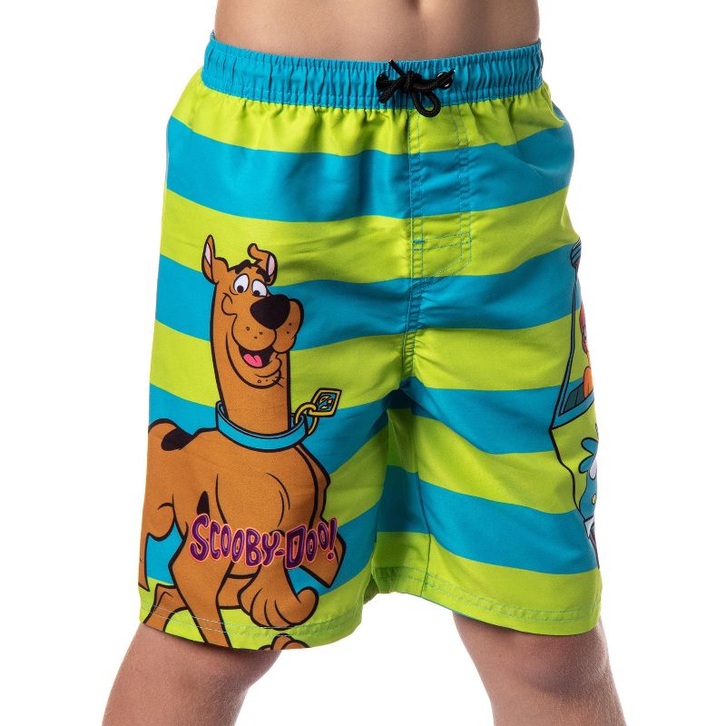 Scooby-Doo Mystery Machine Boys' Swimming Trunks Shorts Elastic Waistband Green, 1 of 6