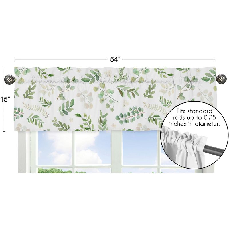 Sweet Jojo Designs Girl Window Valance Treatment 54in. Botanical Green and White, 2 of 5