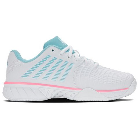 Женские кроссовки K-Swiss Express Light 3 HB Padel Shoes (White/Soft Neon Blue/Neon Bubble Gum), цвет: Белый