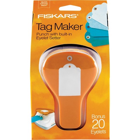 Fiskars Tag Maker Punch with built-in Eyelet Setter and 20 Eyelets Standard  NIP