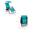 Best Choice Products Folding Zero Gravity Recliner Patio Lounge Chair w/ Canopy Shade, Headrest, Tray - 2 of 4