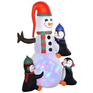 SEVOBAL Inflatable Holiday Decorations Christmas Inflatable Snowman with Penguins Festive Outdoor Decor for Holiday Cheer, White, 55"*27.5"*70.75" - 1 of 4