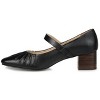 Journee Signature Womens Genuine Leather Ellsy Mary Jane Low Stacked Heel Square Toe Pumps - 2 of 4