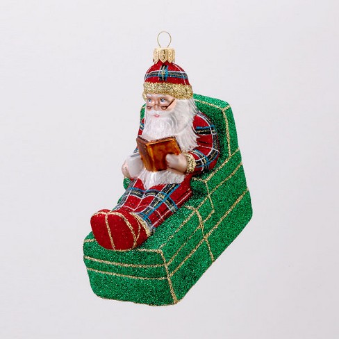 leider woonadres Nieuwsgierigheid Kurt S. Adler 4.5" David Strand Designs Glass Bedtime Story Stewart Plaid  Santa Christmas Ornament - Green/red : Target