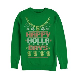 Men's Lost Gods Ugly Christmas Happy Holla Days Sweatshirt - 1 of 3