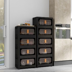 Lyngins Folding Storage Cabinet with Magnetic Door,Bathroom Cabinet with Wheels for Living Room,Bathroom - 1 of 4