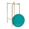 Kate and Laurel Celia Round Metal Tea Table, 14x14x25.75, Gold and Teal - 4 of 4