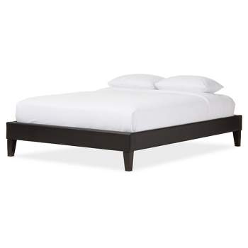 Full Lancashire Modern and Contemporary Faux Leather Upholstered Bed Frame with Tapered Legs Black - Baxton Studio