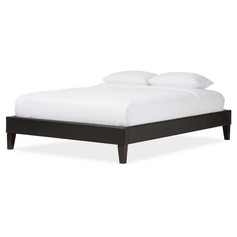 Full Lancashire Modern and Contemporary Faux Leather Upholstered Bed Frame with Tapered Legs Black - Baxton Studio, 1 of 6