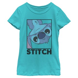 Girl's Lilo & Stitch Peekaboo Stitch Portrait T-Shirt - 1 of 4