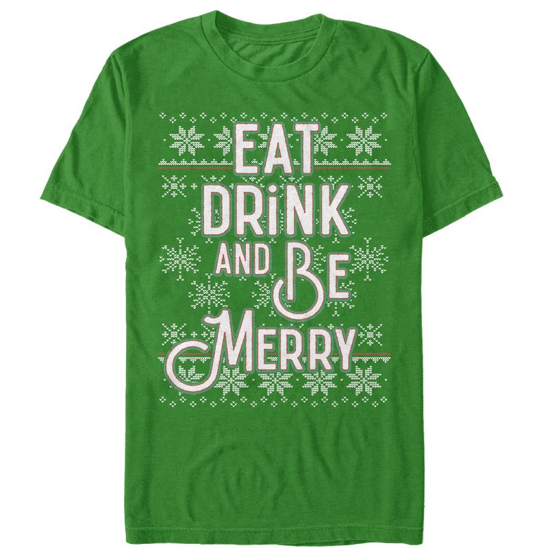Men's Lost Gods Christmas Eat, Drink, Be Merry T-Shirt, 1 of 5