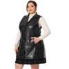 Agnes Orinda Women's Plus Size Fashion Outfits Sleeveless Lapel PU Faux Fur Vests - 3 of 4