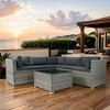 YOOCOZZ 6-Piece Outdoor PE Rattan Sectional Sofa Set with 3 Corner Sofas, 2 Armless Sofas, and 1 Table - Grey - 2 of 4