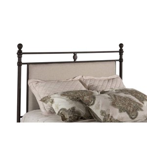 Queen Ashley Metal/Upholstered Headboard Linen Stone Fabric/Rustic Brown/Metal (Frame Not Included) - Hillsdale Furniture: Polyester, Foam-Filled - 1 of 4