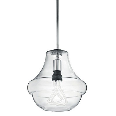 Everly 10.25" Clear Glass Chrome Schoolhouse Pendant Light
