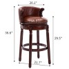 NicBex Seat Height 29.5 Inch Swivel Bar Stools,Cow top Leather Wooden Counter Height Bar Chair with Backs for Home Kitchen Counter,Brown - 3 of 4