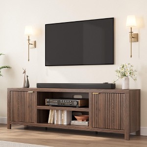 Garvee 70" TV Stand Entertainment Center with Storage, Fluted Door and Gold Handle, Wooden Media Console Cabinet for Living Room, Bedroom - 1 of 4