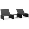 vidaXL Reclining Garden Chair Set of 3 Black - 2 of 4