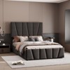 Bed Frame with Adjustable Headboard and 2 Storage Drawers, Upholstered Platform Bed Frame with Wooden Slats Support - 2 of 4