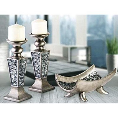 Handcrafted Silver Resin Decorative Bowl with Stand
