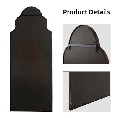 PexFix 59"x24" Ironwork Carved Right-angle Arched Black Full-length Mirror
