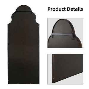 PexFix 59"x24" Ironwork Carved Right-angle Arched Black Full-length Mirror - 1 of 4