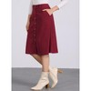 Allegra K Women's High Waist Solid Button Front A-Line Belted Corduroy Midi Skirt - 3 of 4